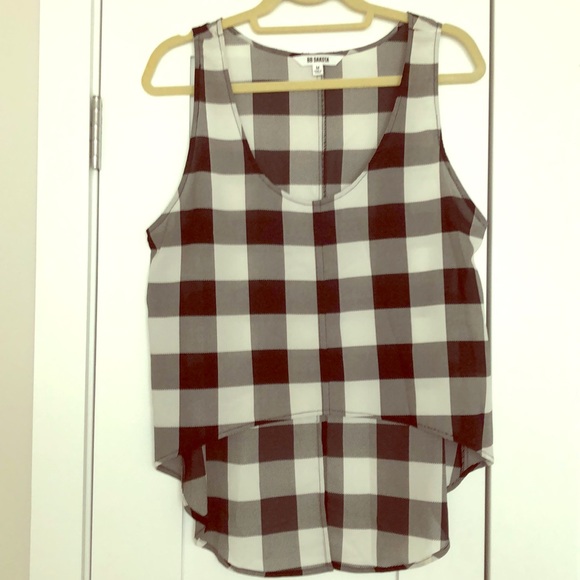 BB Dakota black & white gingham print, hi-low top - Picture 1 of 6